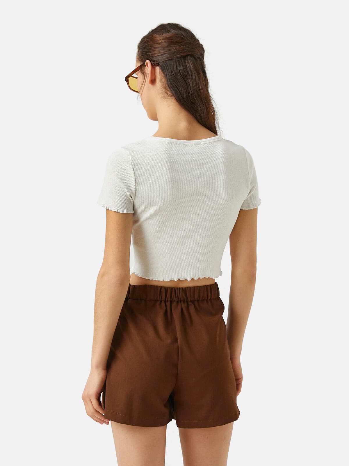 Ribbed Short Sleeves Cropped Top