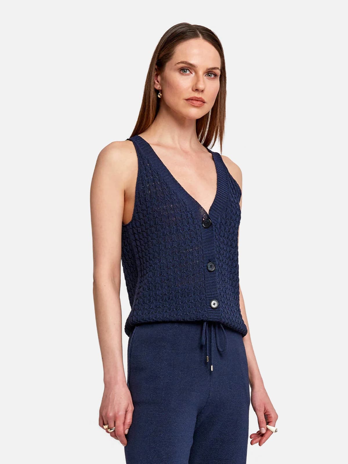 Braid Detailed Sleeveless Flow Top