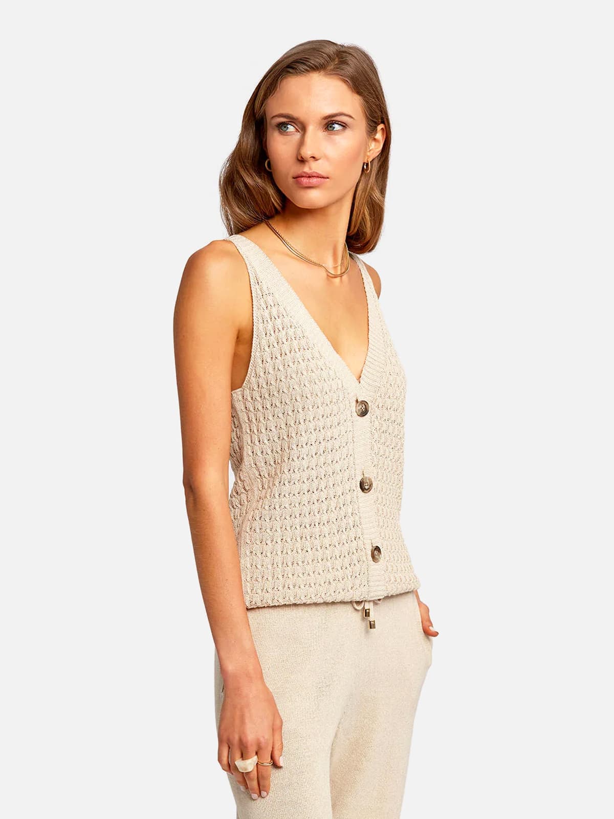 Braid Detailed Sleeveless Flow Top