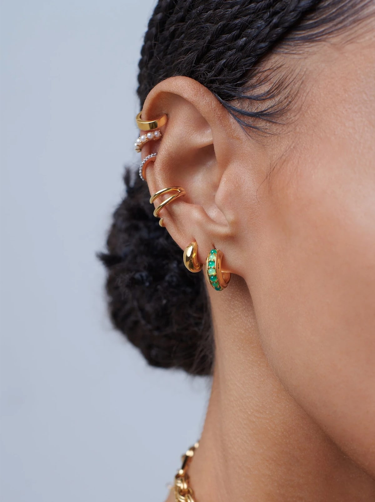 Large Gemstone Hoop Earrings