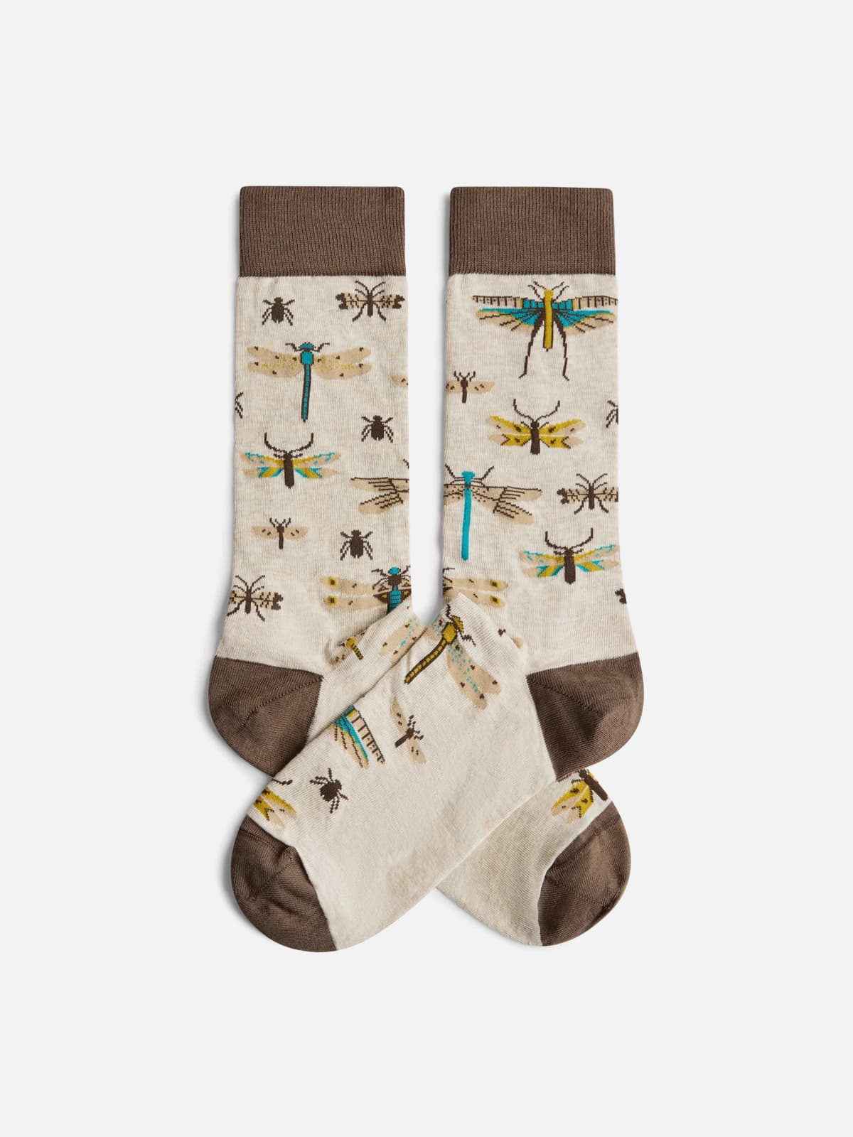 Chaussette beige à insectes