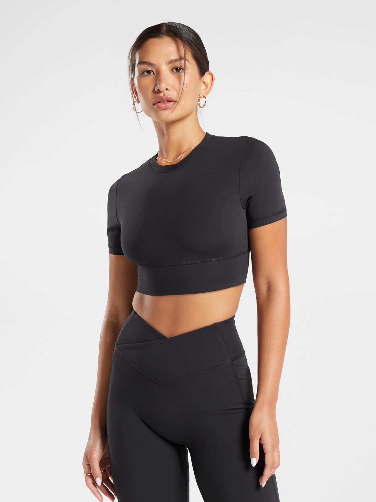 Crossover Short-Sleeve Crop Top